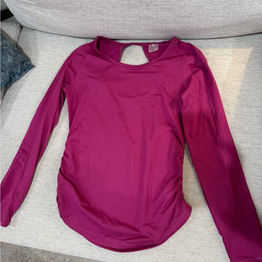 CALIA by Carrie Underwood Pink Long Sleeve Ruched Cut Out Top